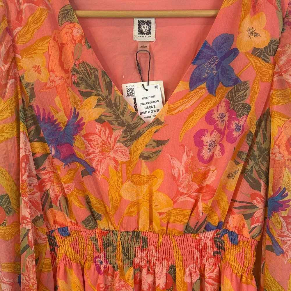 NWT Anne Klein Floral V-Neck Dress size 8 - Picture 7 of 9